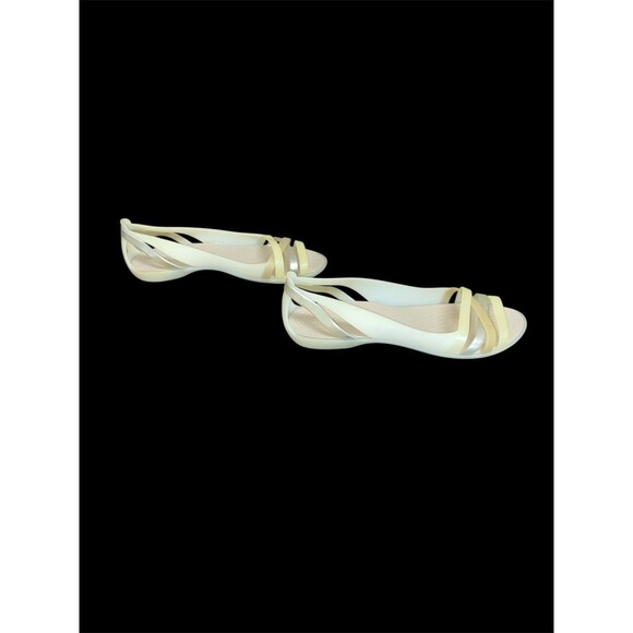 Crocs Isabella Huarache 2 Womens Size 8 Shoes Cream Tan Jelly Strappy Sandals - Picture 1 of 3